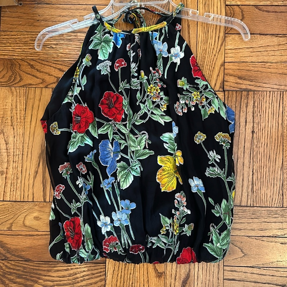 Alice + Olivia Rosa spaghetti strap halter top